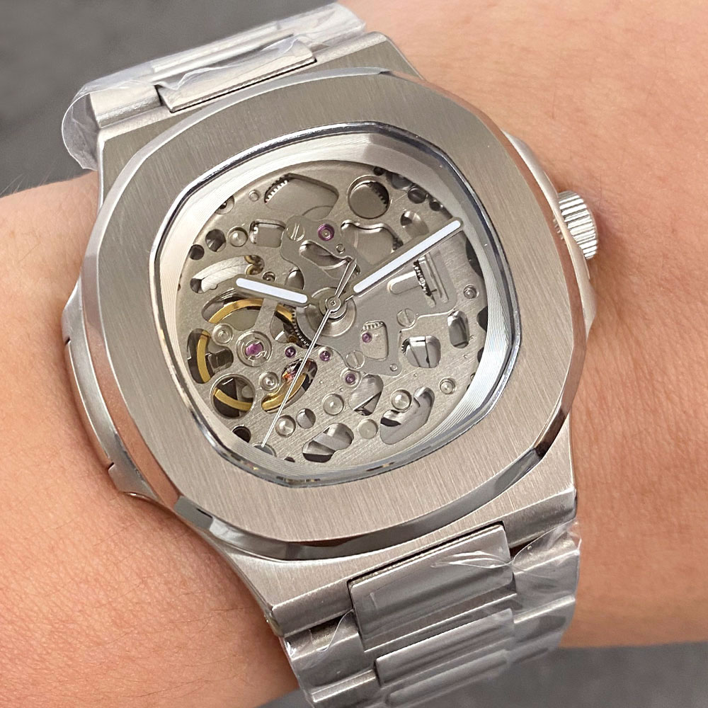 Patek Philippe Watch Nautilus - Tandorio 40mm Sapphire Glass NH70A Skeleton