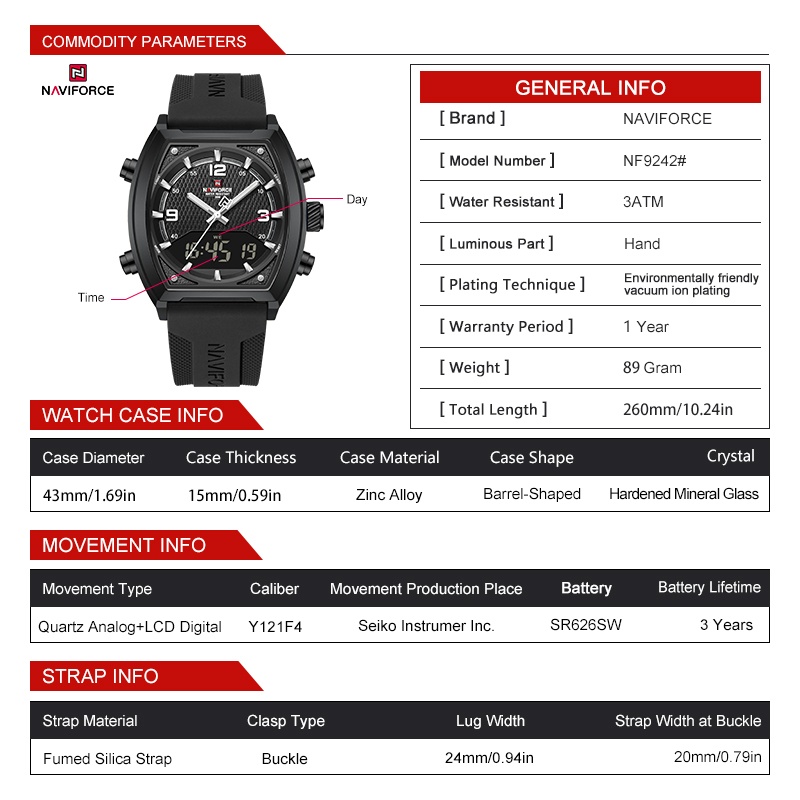 NAVIFORCE Men Dual Display Wat - огляд і ціна Analog Quartz Watch