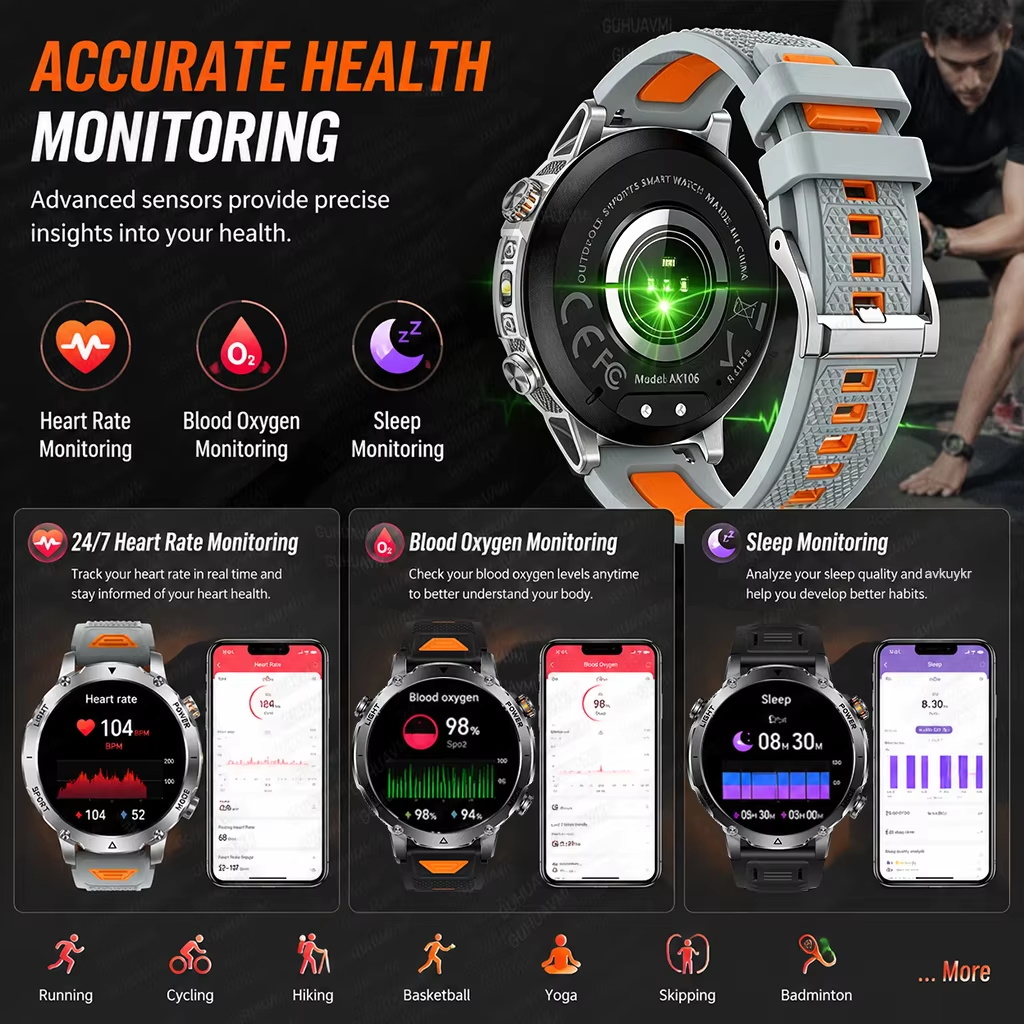 Outdoor Military 1400mAh 200-D - огляд і ціна Smartwatch Rugged Watches For Men